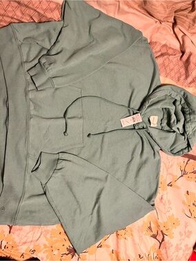 American Eagle Outfitters Oversized Crop Light Green Hoodie Size Large